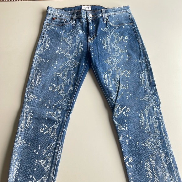 Hudson Jeans Nico Midrise Super Skinny Snake Print Denim